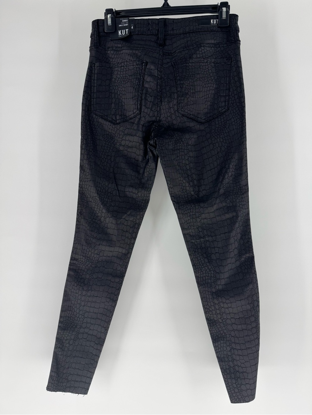 NWT KUT from the Kloth Connie Coated Croc Skinny Jeans - Size 4 rocker nightlife - Picture 7 of 9